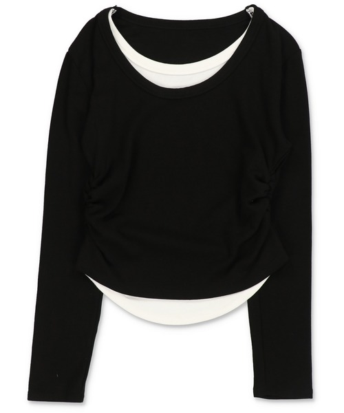 SPINNS（スピンズ）の「着回し神レイヤード風デザイントップス（Tシャツ/カットソー・レディース・グレー/オフホワイト/ブラック/チャコール/ネイビー/ブラウン/レッド・ONESIZE）」の22枚目の写真