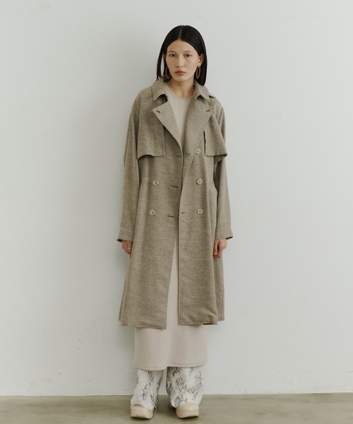 room153（ルームイチゴサン）の「ケープカラートレンチコート（トレンチコート・レディース・ベージュ/グレイッシュベージュ・FREE）」の4枚目の写真