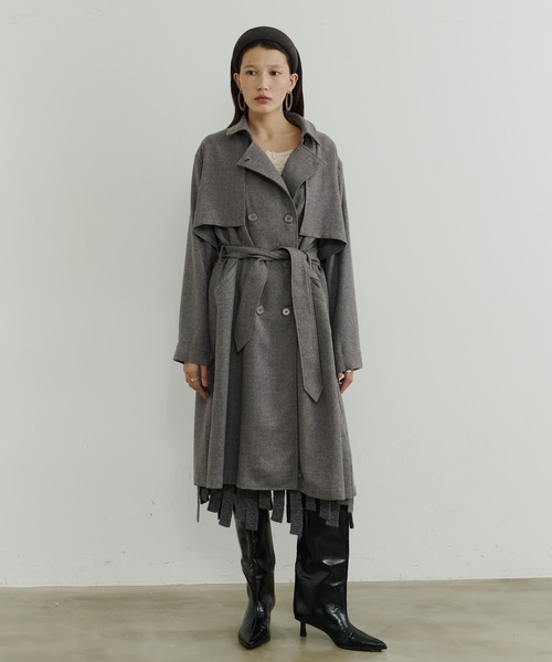 room153（ルームイチゴサン）の「ケープカラートレンチコート（トレンチコート・レディース・ベージュ/グレイッシュベージュ・FREE）」の6枚目の写真