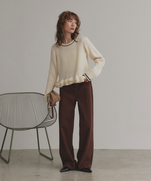 ad thie（アドティエ）の「フリルヘム ニットトップス（ニット/セーター・レディース・レッド/グレー/アイボリー・FREE）」の16枚目の写真