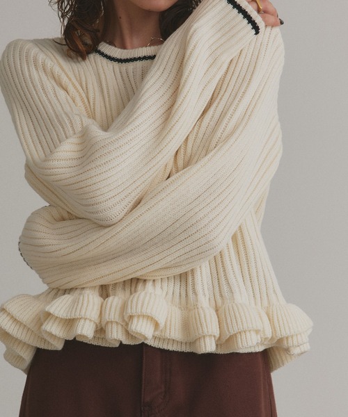 ad thie（アドティエ）の「フリルヘム ニットトップス（ニット/セーター・レディース・レッド/グレー/アイボリー・FREE）」の20枚目の写真