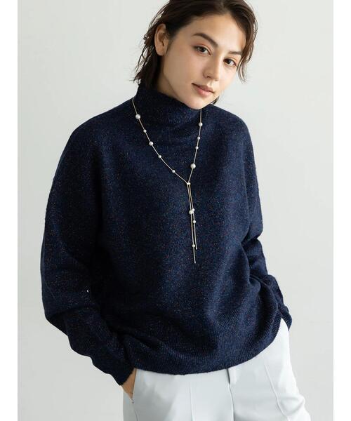 Te chichi（テチチ）の「【宮本茉由着用】MIXラメニット（ニット/セーター・レディース・ネイビー/オフホワイト/ブラック・F）」の3枚目の写真