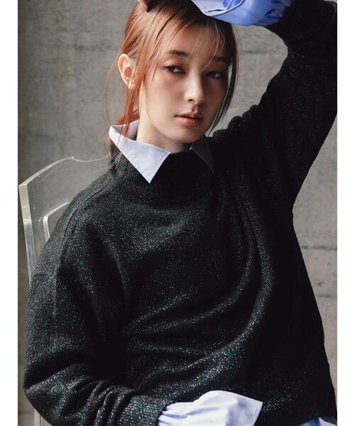 Te chichi（テチチ）の「【宮本茉由着用】MIXラメニット（ニット/セーター・レディース・ネイビー/オフホワイト/ブラック・F）」の4枚目の写真