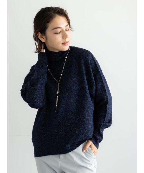 Te chichi（テチチ）の「【宮本茉由着用】MIXラメニット（ニット/セーター・レディース・ネイビー/オフホワイト/ブラック・F）」の6枚目の写真