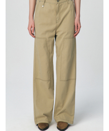 KUME（クメ）の「Semi Wide Work Denim Pants, Olive（その他パンツ・レディース）」