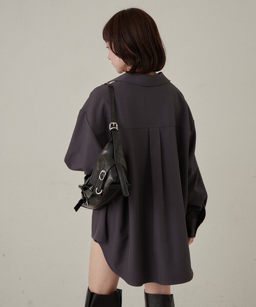 mline（エムライン）の「[mline]レースアップ オーバーシャツ（シャツ/ブラウス・レディース・グレー/ベージュ・FREE）」の6枚目の写真