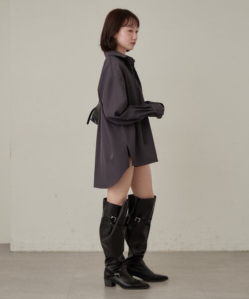 mline（エムライン）の「[mline]レースアップ オーバーシャツ（シャツ/ブラウス・レディース・グレー/ベージュ・FREE）」の9枚目の写真