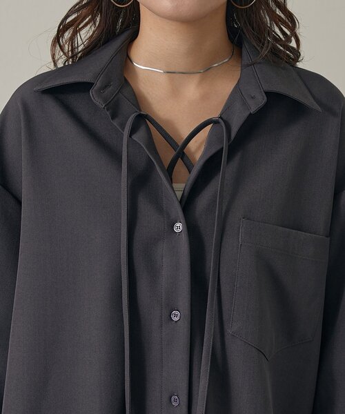 mline（エムライン）の「[mline]レースアップ オーバーシャツ（シャツ/ブラウス・レディース・グレー/ベージュ・FREE）」の13枚目の写真