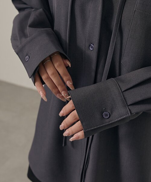 mline（エムライン）の「[mline]レースアップ オーバーシャツ（シャツ/ブラウス・レディース・グレー/ベージュ・FREE）」の14枚目の写真