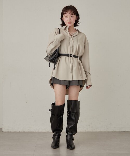 mline（エムライン）の「[mline]レースアップ オーバーシャツ（シャツ/ブラウス・レディース・グレー/ベージュ・FREE）」の22枚目の写真