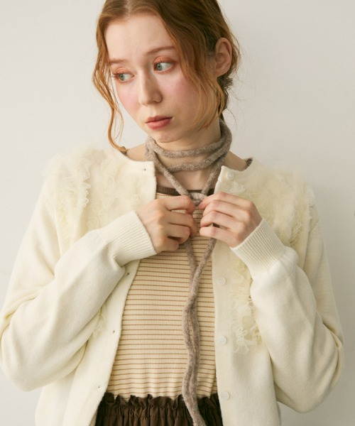 Crisp（クリスプ）の「チュールフリルニットカーディガン（カーディガン/ボレロ・レディース・ホワイト・FREE）」の22枚目の写真