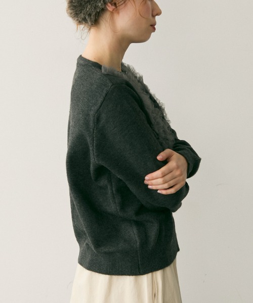 Crisp（クリスプ）の「チュールフリルニットカーディガン（カーディガン/ボレロ・レディース・ホワイト・FREE）」の13枚目の写真