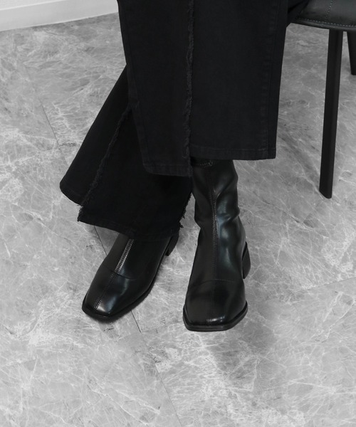 THE CELL.(ザセルドット)の「スクエアトゥショートブーツ SQUARE TOE ANKLE BOOTS(ブーツ・レディース・ブラック・35/37/39)」の3枚目の写真
