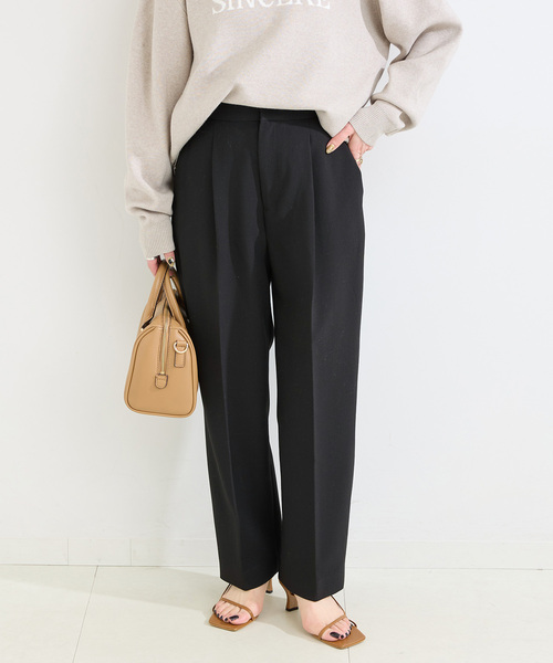 B.C STOCK(ベーセーストック)の「手洗い可 / T/R ダブルクロス パンツ(スラックス・レディース・ベージュ系その他/ブラック・SMALL/MEDIUM)」の6枚目の写真