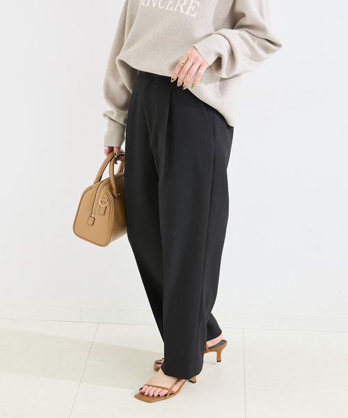 B.C STOCK(ベーセーストック)の「手洗い可 / T/R ダブルクロス パンツ(スラックス・レディース・ベージュ系その他/ブラック・SMALL/MEDIUM)」の7枚目の写真