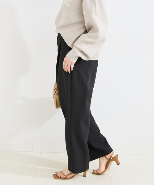 B.C STOCK(ベーセーストック)の「手洗い可 / T/R ダブルクロス パンツ(スラックス・レディース・ベージュ系その他/ブラック・SMALL/MEDIUM)」の8枚目の写真