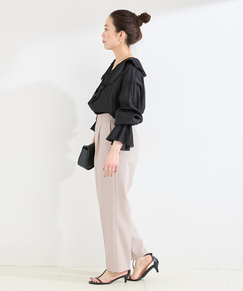 B.C STOCK(ベーセーストック)の「手洗い可 / T/R ダブルクロス パンツ(スラックス・レディース・ベージュ系その他/ブラック・SMALL/MEDIUM)」の11枚目の写真