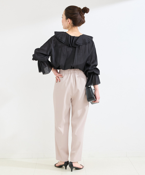 B.C STOCK(ベーセーストック)の「手洗い可 / T/R ダブルクロス パンツ(スラックス・レディース・ベージュ系その他/ブラック・SMALL/MEDIUM)」の12枚目の写真