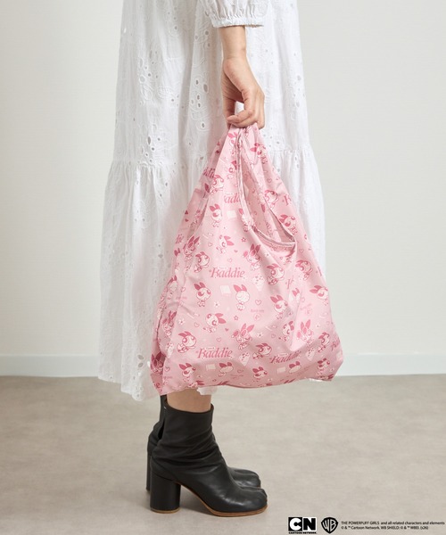 FLAPPER(フラッパー)の「FLAPPER フラッパー:パワーパフ ガールズ エコバッグ(エコバッグ/サブバッグ・レディース・ブラック/ホワイト/ピンク/グリーン/サックスブルー・FREE)」の5枚目の写真