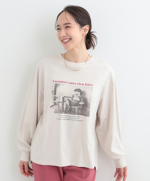 SHOO・LA・RUE（シューラルー）の「【綿100％/S-LL/プチプラ】選べる3柄 プリントアソートロンT（Tシャツ/カットソー・レディース・グリーン系3/ライトイエロー系2/チャコール/ベージュ系その他3/ホワイト系2/ホワイト系1・04/03/02/01）」の7枚目の写真