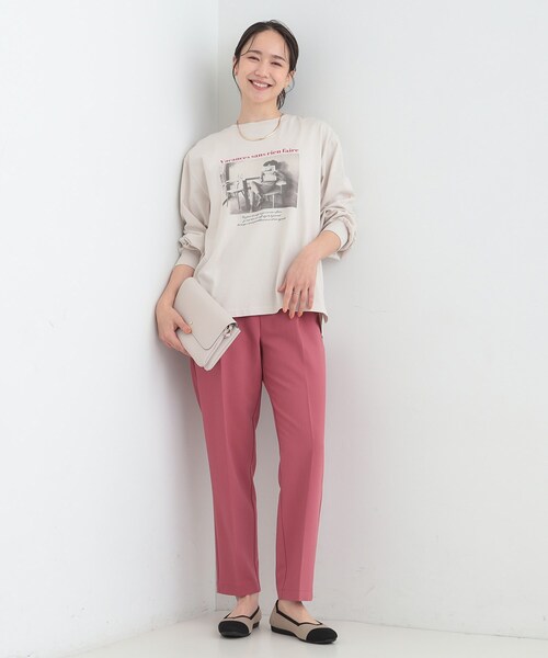 SHOO・LA・RUE（シューラルー）の「【綿100％/S-LL/プチプラ】選べる3柄 プリントアソートロンT（Tシャツ/カットソー・レディース・グリーン系3/ライトイエロー系2/チャコール/ベージュ系その他3/ホワイト系2/ホワイト系1・04/03/02/01）」の9枚目の写真