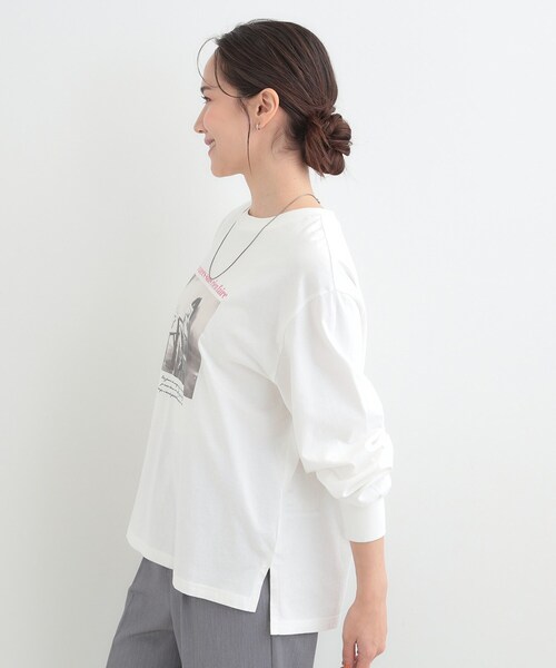 SHOO・LA・RUE（シューラルー）の「【綿100％/S-LL/プチプラ】選べる3柄 プリントアソートロンT（Tシャツ/カットソー・レディース・グリーン系3/ライトイエロー系2/チャコール/ベージュ系その他3/ホワイト系2/ホワイト系1・04/03/02/01）」の21枚目の写真