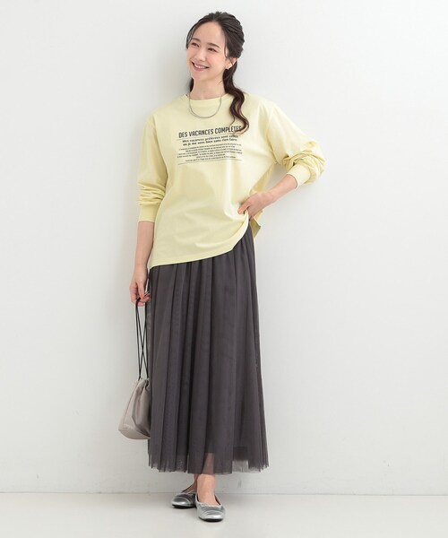 SHOO・LA・RUE(シューラルー)の「【綿100%/S-LL/プチプラ】選べる3柄 プリントアソートロンT(Tシャツ/カットソー・レディース・グリーン系3/ライトイエロー系2/チャコール/ベージュ系その他3/ホワイト系2/ホワイト系1・04/03/02/01)」の17枚目の写真