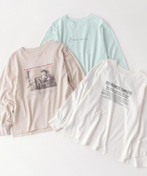 SHOO・LA・RUE（シューラルー）の「【綿100％/S-LL/プチプラ】選べる3柄 プリントアソートロンT（Tシャツ/カットソー・レディース・グリーン系3/ライトイエロー系2/チャコール/ベージュ系その他3/ホワイト系2/ホワイト系1・04/03/02/01）」の17枚目の写真