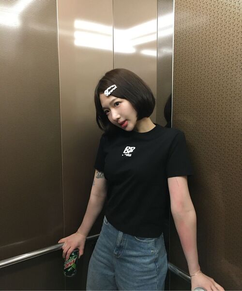 DANGLEDROP（ダングルドロップ）の「DGDPスクエアセミクロップ半袖Tシャツブラック（Tシャツ/カットソー・レディース・その他・FREE）」の9枚目の写真