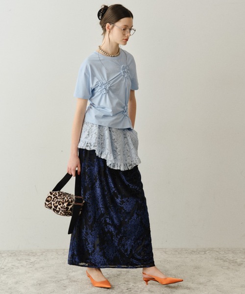 yae（ヤエ）の「Sheer opal skirt / シアーオパールスカート（スカート・レディース・ライトグリーン/ベビーピンク/ネイビー・36/38）」の13枚目の写真