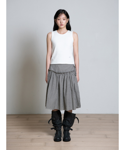OAFISH(オアフィッシュ)の「RIBBON FRILL WRAP SKIRT, BROWN(スカート・レディース・その他・ONE SIZE)」の3枚目の写真