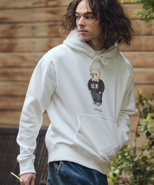 UN-FILLED（アンフィルド）の「mpa4033- UF DOG HOODIE パーカー（フレンチブルドッグ）(SDUF-2606FBD)（パーカー・メンズ・グレー/ホワイト・XL/L/M）」の4枚目の写真