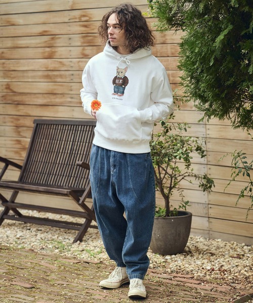 UN-FILLED（アンフィルド）の「mpa4033- UF DOG HOODIE パーカー（フレンチブルドッグ）(SDUF-2606FBD)（パーカー・メンズ・グレー/ホワイト・XL/L/M）」の6枚目の写真