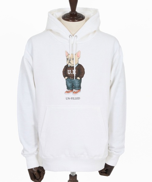 UN-FILLED（アンフィルド）の「mpa4033- UF DOG HOODIE パーカー（フレンチブルドッグ）(SDUF-2606FBD)（パーカー・メンズ・グレー/ホワイト・XL/L/M）」の11枚目の写真