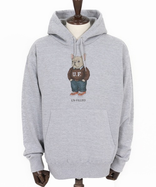 UN-FILLED（アンフィルド）の「mpa4033- UF DOG HOODIE パーカー（フレンチブルドッグ）(SDUF-2606FBD)（パーカー・メンズ・グレー/ホワイト・XL/L/M）」の14枚目の写真