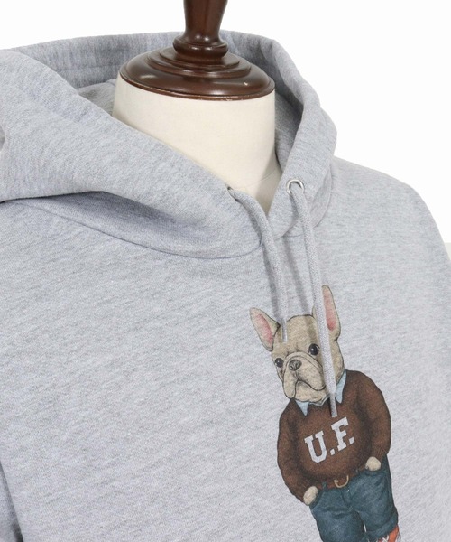 UN-FILLED（アンフィルド）の「mpa4033- UF DOG HOODIE パーカー（フレンチブルドッグ）(SDUF-2606FBD)（パーカー・メンズ・グレー/ホワイト・XL/L/M）」の16枚目の写真