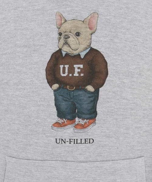 UN-FILLED（アンフィルド）の「mpa4033- UF DOG HOODIE パーカー（フレンチブルドッグ）(SDUF-2606FBD)（パーカー・メンズ・グレー/ホワイト・XL/L/M）」の20枚目の写真