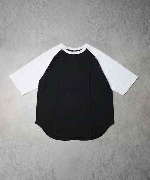 NO WAY(ノーウェイ)の「/ミドルウエイト天竺 ラグラン5分袖Tシャツ/(Tシャツ/カットソー・レディース・ホワイト×ブルー/ホワイト×ブラック/ホワイト×ネイビー/ブラック×ホワイト・LARGE)」の1枚目の写真