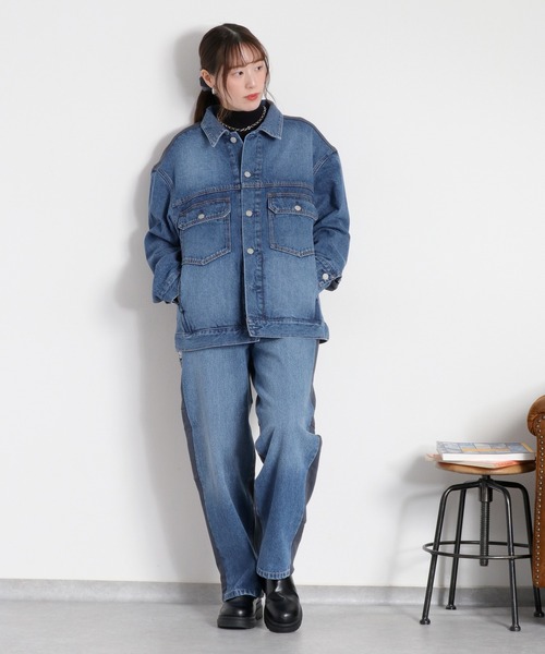 cepo(セポ)の「〈セットアップ対応〉REMAKEデニム×スウェットジャケット(デニムジャケット・レディース・ワンウォッシュ/ブルー系2・M)」の22枚目の写真