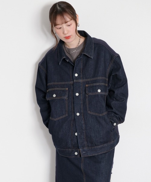 cepo(セポ)の「〈セットアップ対応〉REMAKEデニム×スウェットジャケット(デニムジャケット・レディース・ワンウォッシュ/ブルー系2・M)」の14枚目の写真