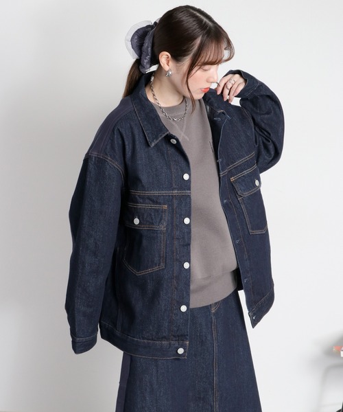 cepo(セポ)の「〈セットアップ対応〉REMAKEデニム×スウェットジャケット(デニムジャケット・レディース・ワンウォッシュ/ブルー系2・M)」の13枚目の写真