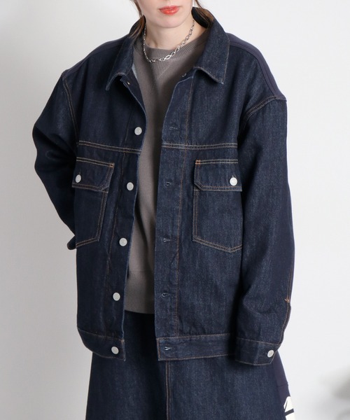 cepo(セポ)の「〈セットアップ対応〉REMAKEデニム×スウェットジャケット(デニムジャケット・レディース・ワンウォッシュ/ブルー系2・M)」の12枚目の写真