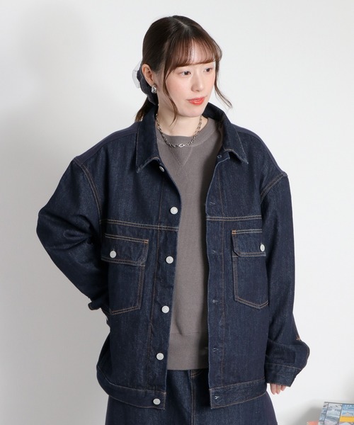 cepo(セポ)の「〈セットアップ対応〉REMAKEデニム×スウェットジャケット(デニムジャケット・レディース・ワンウォッシュ/ブルー系2・M)」の6枚目の写真