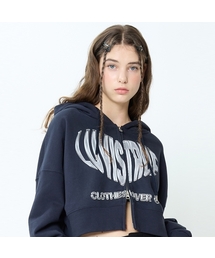 CH 2-WAY CROP HOOD ZIP UP(NAVY)