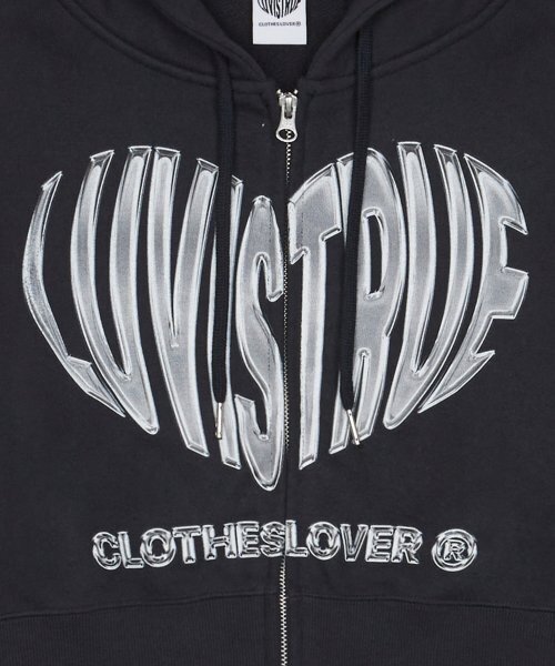 LUVISTRUE(ラヴイズトゥルー)の「CH 2-WAY CROP HOOD ZIP UP(NAVY)(パーカー・レディース・その他・FREE)」の9枚目の写真