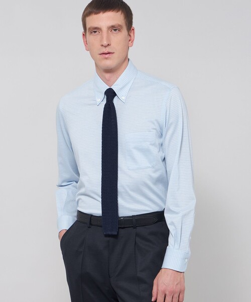 MACKINTOSH LONDON（マッキントッシュ ロンドン）の「【FLEX JERSEY】千鳥ジャカードジャージーシャツ（シャツ/ブラウス・メンズ・ブルー系その他4/グレー・L/XL/S/M）」の2枚目の写真