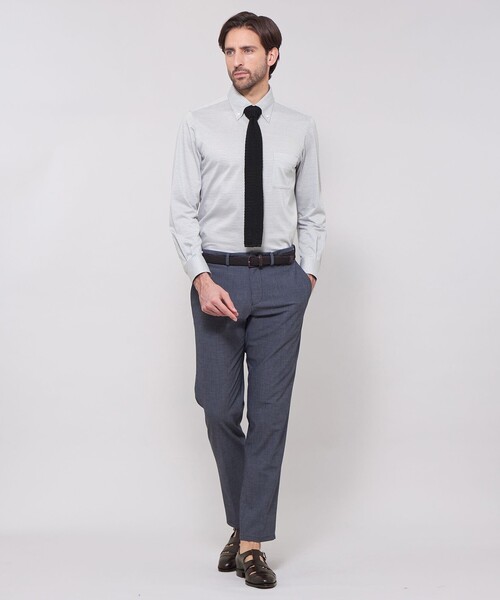 MACKINTOSH LONDON（マッキントッシュ ロンドン）の「【FLEX JERSEY】千鳥ジャカードジャージーシャツ（シャツ/ブラウス・メンズ・ブルー系その他4/グレー・L/XL/S/M）」の3枚目の写真