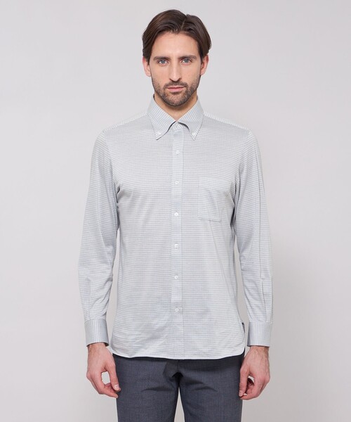 MACKINTOSH LONDON（マッキントッシュ ロンドン）の「【FLEX JERSEY】千鳥ジャカードジャージーシャツ（シャツ/ブラウス・メンズ・ブルー系その他4/グレー・L/XL/S/M）」の6枚目の写真