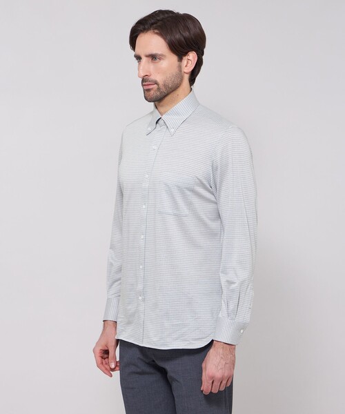 MACKINTOSH LONDON（マッキントッシュ ロンドン）の「【FLEX JERSEY】千鳥ジャカードジャージーシャツ（シャツ/ブラウス・メンズ・ブルー系その他4/グレー・L/XL/S/M）」の7枚目の写真