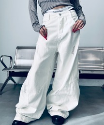 Y2K SYNAPSE FACTORY（ワイツーケー シナプスファクトリー）の「【3Dカーブ】ダメージ加工  ワイドバギーデニム（デニムパンツ）」